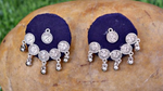 Blue Fabric Coin with ghungroo Earrings