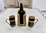 Bamboo Vertical Beer/Wine Bottle holder with Bamboo Mugs Combo