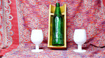 Bamboo Horizontal beer/wine bottle holder with Marble Glasses combo