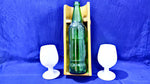 Bamboo Horizontal beer/wine bottle holder with Marble Glasses combo