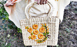 Kauna Grass Mustard Embroidered Square Bag