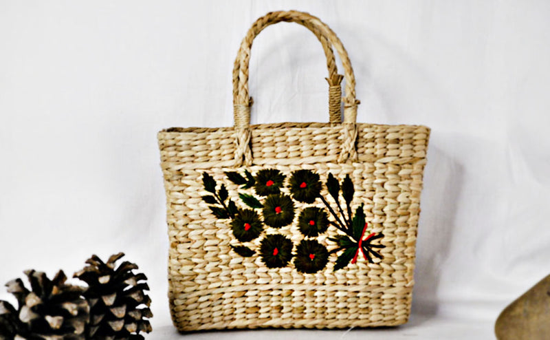 Kauna Grass Mehndi Embroidered Square Bag