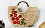 Kauna Grass Red Embroidered U Bag