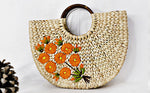 Kauna Grass Orange Embroidered U Bag