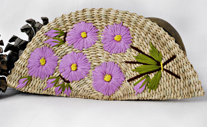 Kauna Grass Light Purple Embroidered Clutch