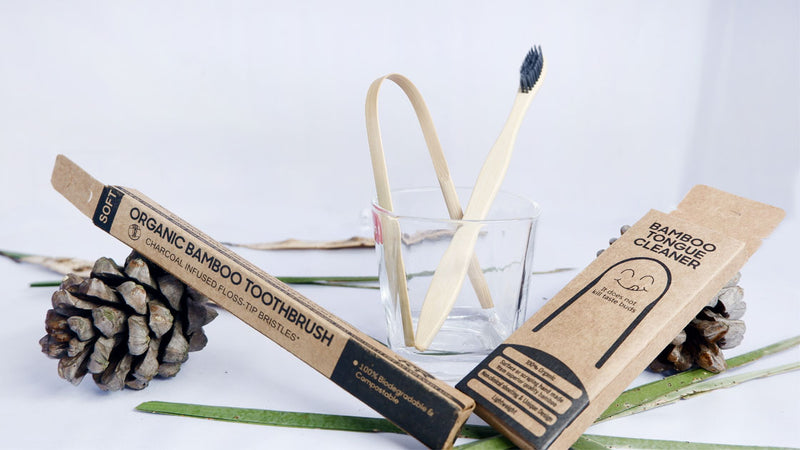 Bamboo Tooth Brush and Tongue Cleaner Combo