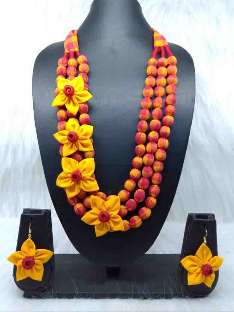 Orange Fabric Yellow Flower Set