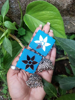 Sky blue mirror jhumka