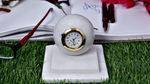 Marble White Round Table Watch with Base