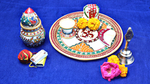 Marble Painted Puja Thal With Kalash Combo