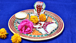 Marble Painted Puja Thal