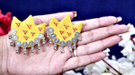 Yellow Fabric Coin with ghungroo Earrings