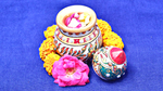 Marble Painted Puja Thal With Kalash Combo