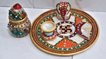 Marble Painted Puja Thal With Kalash Combo