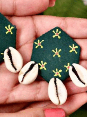 Green Fabric Kodi Earrings