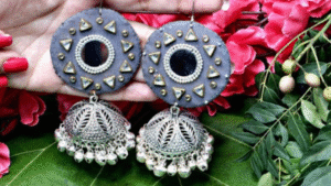 Grey Banjara Mirror Jhumka