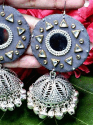 Grey Banjara Mirror Jhumka