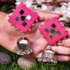 Pink Mirror Jhumka