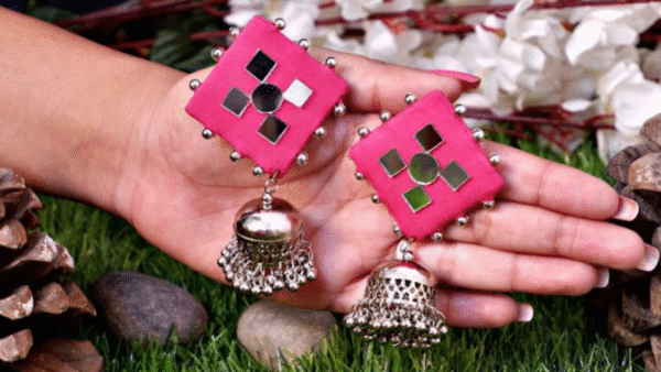 Pink Mirror Jhumka