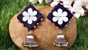 Navy blue mirror jhumka