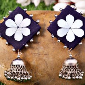 Navy blue mirror jhumka
