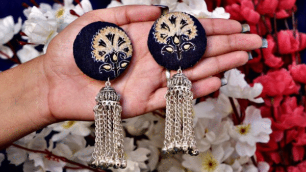 Peacock Feather Blue Jhumka