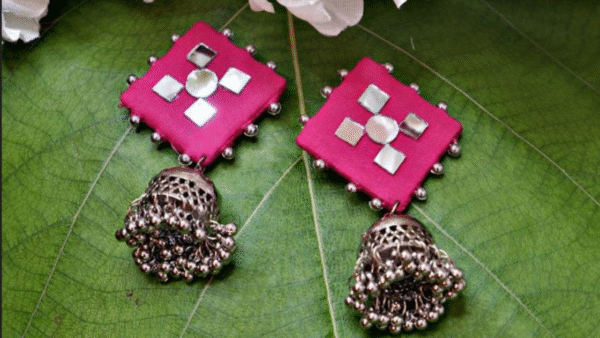 Pink Mirror Jhumka