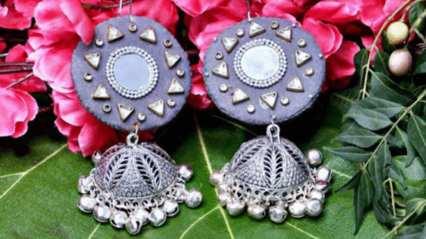 Grey Banjara Mirror Jhumka