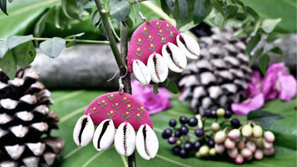Half Moon Pink Fabric Kodi Earrings