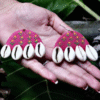 Half Moon Pink Fabric Kodi Earrings