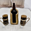 Bamboo Vertical Beer/Wine Bottle holder with Bamboo Mugs Combo