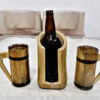 Bamboo Vertical Beer/Wine Bottle holder with Bamboo Mugs Combo