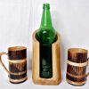 Bamboo Vertical Beer/Wine Bottle holder with Bamboo Mugs Combo