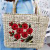 Kauna Grass Red Embroidered Square Bag