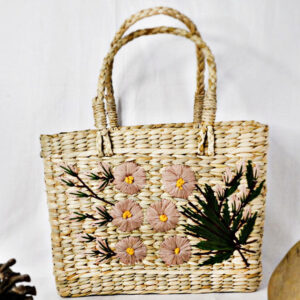 Kauna Grass Dusty Color Embroidered Square Bag
