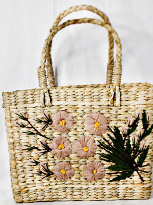 Kauna Grass Dusty Color Embroidered Square Bag