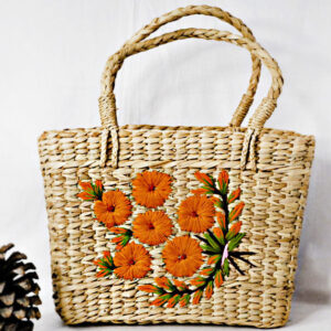 Kauna Grass Mustard Embroidered Square Bag