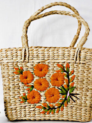 Kauna Grass Mustard Embroidered Square Bag