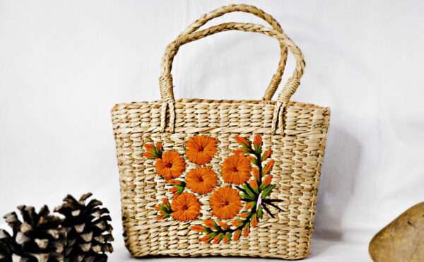 DSF8248-1 Kauna Grass Mustard Embroidered Square Bag