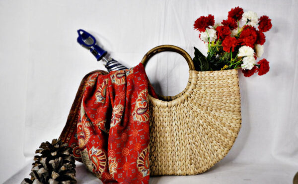 DSF8260 Kauna Grass Peach Embroidered U Bag