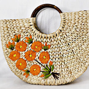 Kauna Grass Orange Embroidered U Bag
