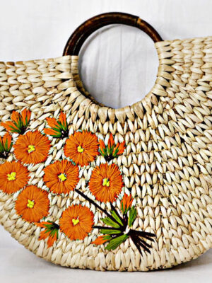 Kauna Grass Orange Embroidered U Bag