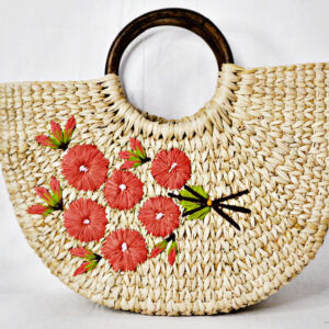 Kauna Grass Peach Embroidered U Bag