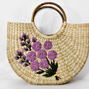 Kauna Grass Light Purple Embroidered U Bag