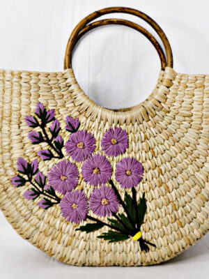 Kauna Grass Light Purple Embroidered U Bag