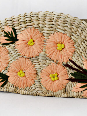 Kauna Grass Dark Peach Embroidered Clutch