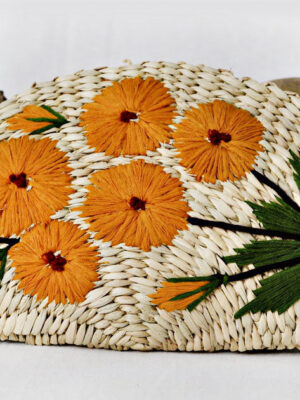 Kauna Grass Mustard Embroidered Clutch