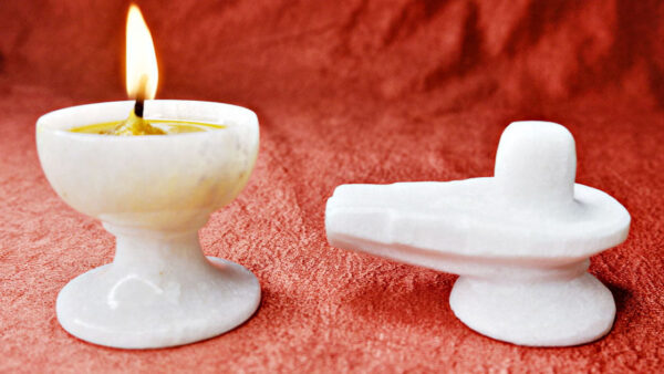 Marble Shivling and Diya Combo