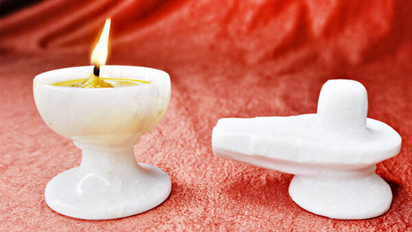 Marble Shivling and Diya Combo