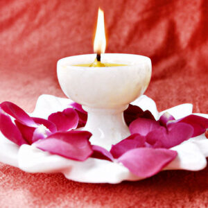 Marble Kamal Plate With Diya Combo